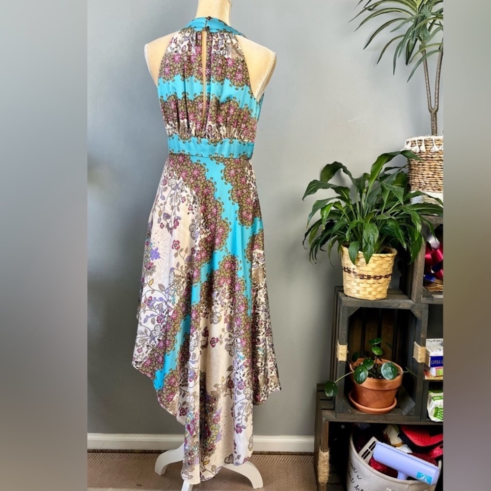 ANTONIO MELANI Asymmetrical Dress in Blue and Cream - Picture 5 of 6